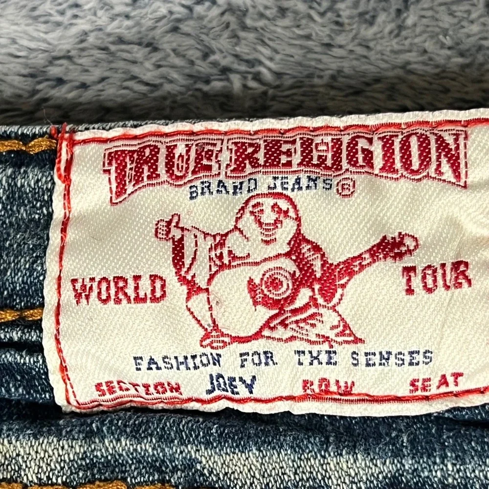True Religion Joey Big T Flare Jeans‎ Medium Wash Blue Denim Size 34